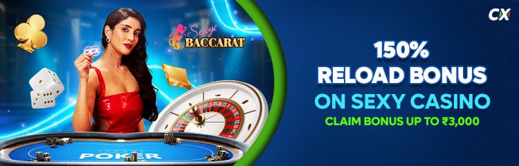 Daily 150% Sexy Casino Bonus up to ₹3,000